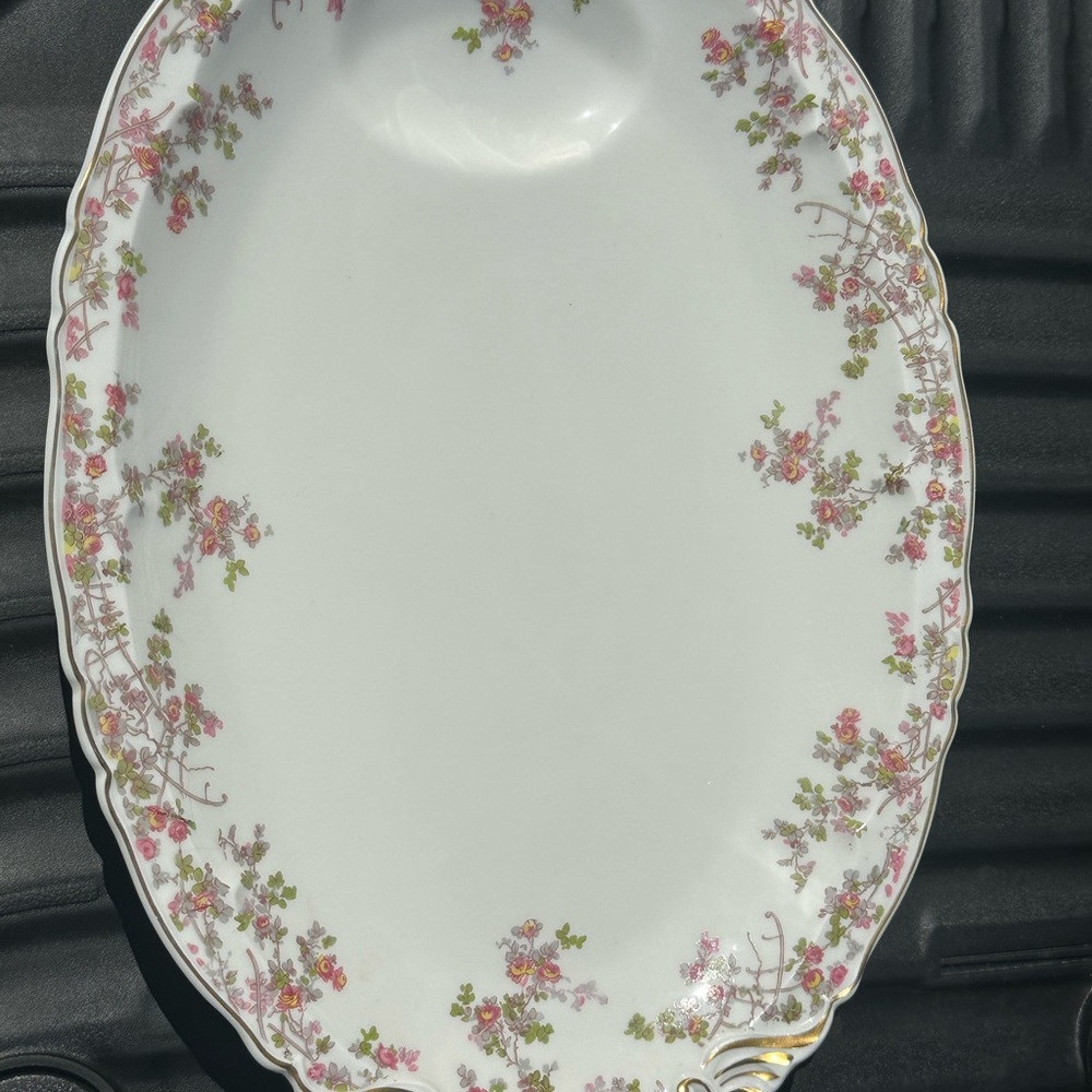 Haviland Oval Platter with Pink and Green Floral Design